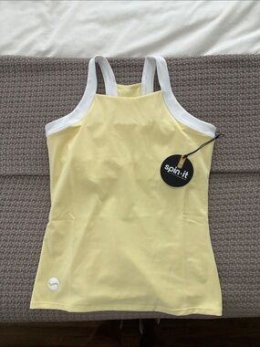 Women's Yellow Racerback Tank Top with White Trim